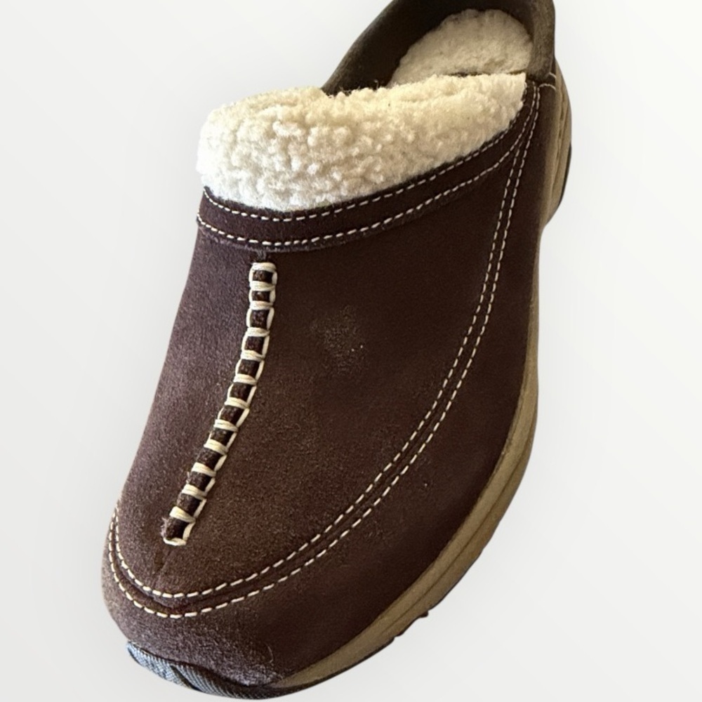 Easy Spirit Estravelwind 7.5M Slip On Clogs Mules Brown Suede Leather Sherpa - Picture 7 of 8